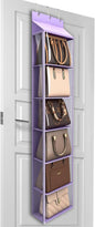 Lirex Over The Door Purse Organizer & Purse Shelf for Closet – Handbag Storage Organizer with Purse Hanger. Perfect for Scarves, Hats, and Leggings. L (15.7'' x 5.7'' x 68''), Purple