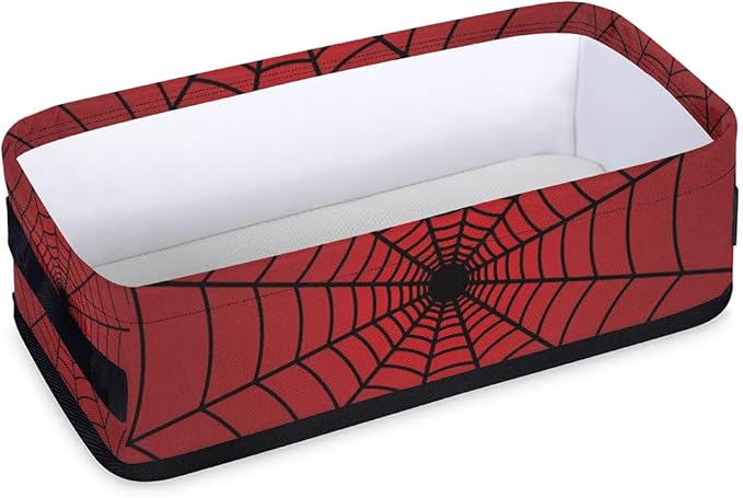 Spiders Web Red Small Bathroom Baskets for Toilet,Foldable Toilet Paper Tank Basket Organizer for Towels Storage Decorative Open Storage Bins for Home,Closet,Containers,Cabinet