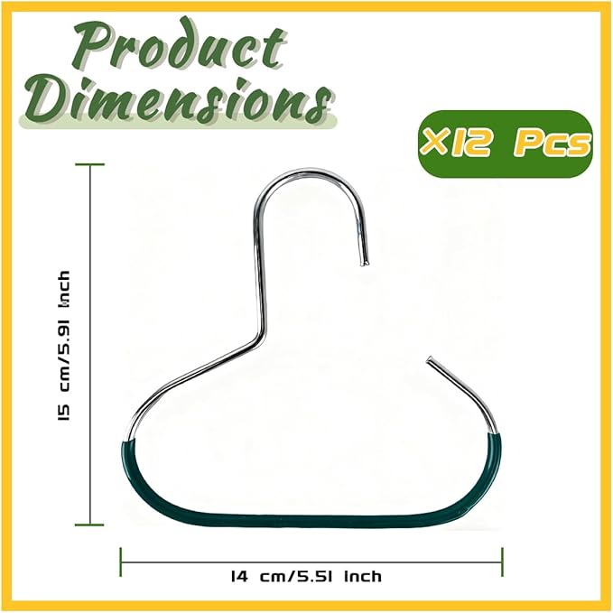 Dark Green Scarf Hangers Hat Hangers for Closet 12 Pcs Metal Scarf Hangers with Non Slip Grip,Belt Tie Organizer Storage Holders for Scarves Tank Tops Caps,Dark Green