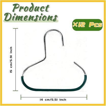 Dark Green Scarf Hangers Hat Hangers for Closet 12 Pcs Metal Scarf Hangers with Non Slip Grip,Belt Tie Organizer Storage Holders for Scarves Tank Tops Caps,Dark Green