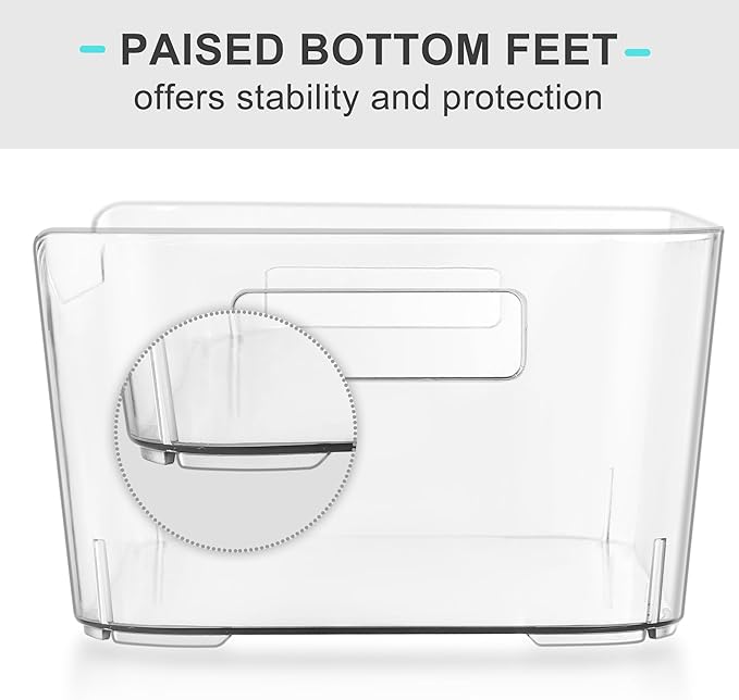 Heyuzb 12 Pack Plastic Storage Bins, Clear Pantry Organizers and Storage, Multi-Use Organizer Bins for Kitchen, Office, Fridge, Cabinet and Shelf Organization