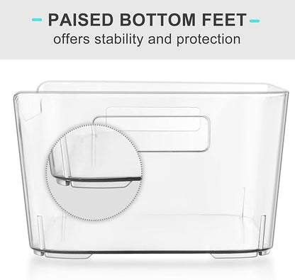 Heyuzb 12 Pack Plastic Storage Bins, Clear Pantry Organizers and Storage, Multi-Use Organizer Bins for Kitchen, Office, Fridge, Cabinet and Shelf Organization