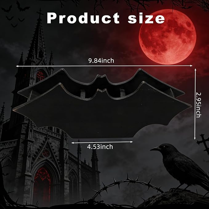 Gothic Makeup Brush Organizer - Wooden Bat Pen Holder Cosmetic Display Case for Vanity Desk Gothic Decor for Bathroom Bedroom Living Room Decoration Unique Gift