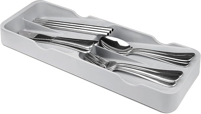 Kitchen Drawer Organizer Small Silverware Organizer/Utensil Holder and Cutlery Tray for Flatware and Silverware Partition Storage (Gray - Flatware Organizers Only)