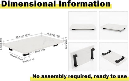Bathroom Vanity Tray and White Marble Kitchen Soap Tray, Luxurious Small Accessory for Table/Countertop (Black-Rectangle, 10" x 6" x 1")