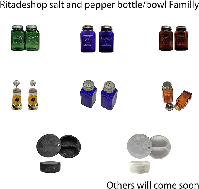 Ritadeshop Salt and Pepper Bowl/Dual Compartment Cellar with Swivel Top for Salt, Spice and Herbs Storage (Black)