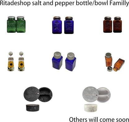 Ritadeshop Salt and Pepper Bowl/Dual Compartment Cellar with Swivel Top for Salt, Spice and Herbs Storage (Black)
