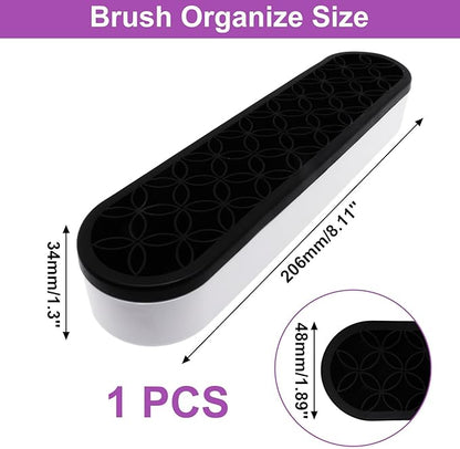 1Pcs Black Silicone Makeup Brush Holder Make Up Brush Holder Stand Makeup Brushes Storage for Painting Pen Brushes Nail Clippers Drill Pens Ruler Sewing Craft Tools