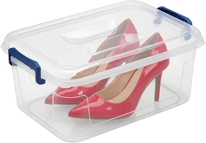 Tribello Plastic Storage Bins with Lids, Clear Stackable Storage Containers - 9.5 Qt - 2 Pack