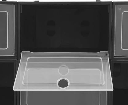 24Pcs Shoe Storage Box, Portable Clear Plastic Stackable Shoe Boxes for Shoes, Stackable Shoe Organizer for Sneakers, High Heels, Canvas Shoes, Boots (Black & Clear)