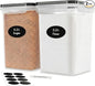 DWËLLZA KITCHEN Large Flour Sugar Storage Containers Set of 2; 175 FL. oz - 5.2L Plastic Airtight Food Storage Containers with Lids for Kitchen Pantry Organization - Food Containers, Labels & Marker