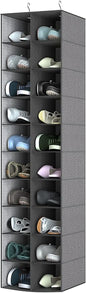 Hanging Shoe Organizer for Closet, 20 Sections Hanging Closet Organizer and Storage Shelves, Space Saving Shoe Rack for Closet, Grey, 12''W×12''Dx 50''H