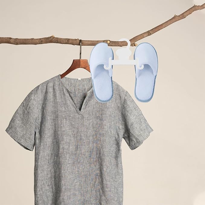 Angoily 10pcs White Plastic Slippers Hanger Shoe Hooks Double Hook Design Shoe Display Rack for Bathroom and Closet Hanging Organizer