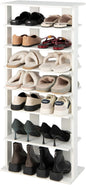 COSTWAY 7 Tiers Shoe Rack, Double Rows Vertical Tall Narrow Patented Shoe Organizer, Free Standing Shoe Rack for Small Space, Entryway, Closet, Living Room, Bedroom (White)