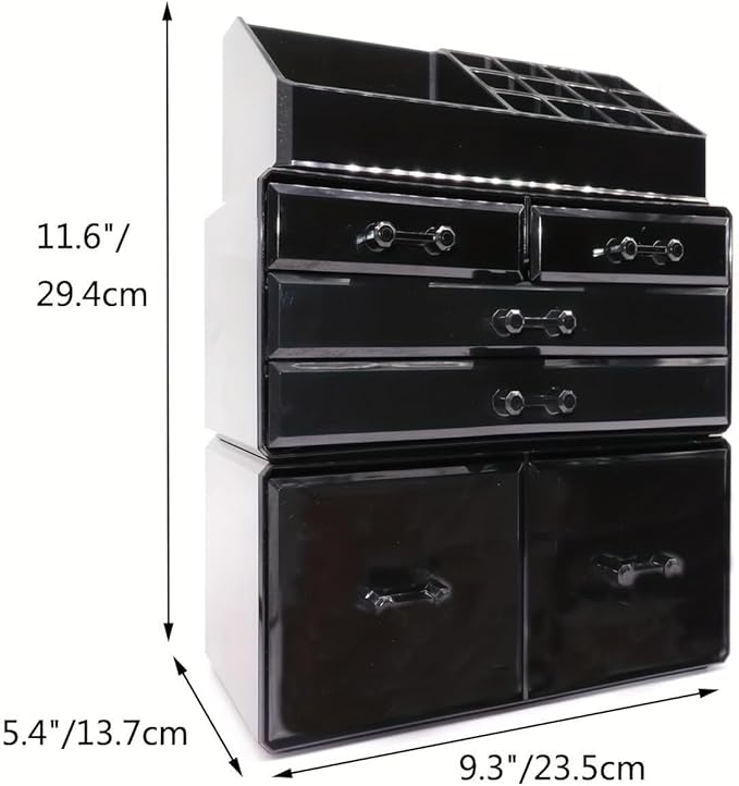 Professional 6-Drawer Makeup Cosmetic Organizer - Large Portable Storage Case & Display Box for Women, Countertop Beauty Products (Clear)