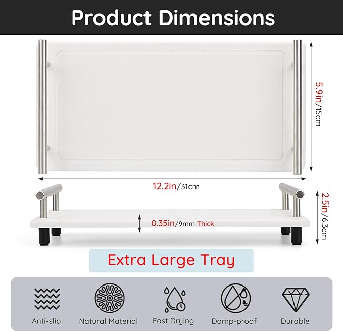 Segbeauty 12x6in Quick Dry Stone Sink Tray, Water Absorbent Instant Drying Diatomite for Bathroom, Countertop Organizer Rack Kitchen Caddy, Soap Dispenser Vanity Trays