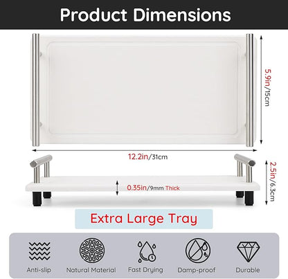 Segbeauty 12x6in Quick Dry Stone Sink Tray, Water Absorbent Instant Drying Diatomite for Bathroom, Countertop Organizer Rack Kitchen Caddy, Soap Dispenser Vanity Trays