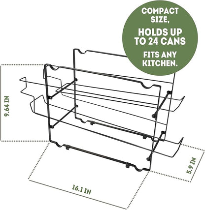 DINEST 2-Pack Stackable Soda Can Organizer - Rust Resistant Rack Dispenser for 24 Cans - Easy Assembly, Great Storage for Refrigerator, Pantry, and Cabinets in Sleek Black Design