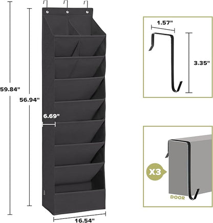 6 Pack Shoe Organizer with 6 Extra Large Pockets and 4 Large Pocket, Over the Door Sturdy Closet Storage Rack, Hanging Shoe Organizer for Shoes, Sneakers, Black