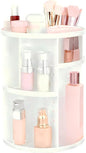 HBlife 360 Rotating Makeup Organizer Adjustable Carousel Large Capacity Revolving Perfume Organizer Skincare Organizers Cosmetic Storage Spinning Holder for Vanity, White
