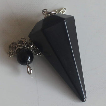 Faceted Mixed gemstone crystal pendulum point reiki chakra pendant bead Chain 6''
