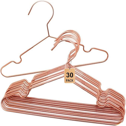 Rose Gold Metal Wire Baby Children Kids Hangers,30 Pack Non Slip Toddler Infant Clothes Hangers,12.5" Heavy Duty Space Saving Display Storage Shirt Coat Slacks Hangers