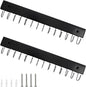 2 PCS Black Hanging Jewelry Organizer, Wooden Wall Mounted Necklace Holder with 28 Hooks, Jewelry Display Hangers, Coat Rack Belt Organizer for Bags, Ties, Keys(Black)