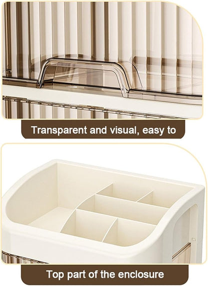 Makeup Organizers Skincare organizers with Storage Drawer, Waterproof Dustproof Cosmetics Display Cases with Brush Holder for Countertop Vanity Bathroom Dresser Gift (4 layers)