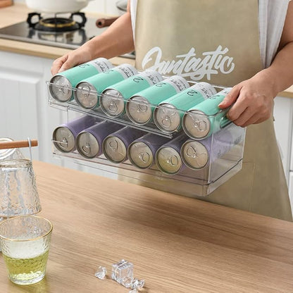 OnDisplay FIFO Gravity Auto-Feed Refrigerator Soda/Beer Can Organizer - Stores Up to 12 Cans in Fridge - BPA Free Food-Grade Storage Solution for Standard and Tall Cans