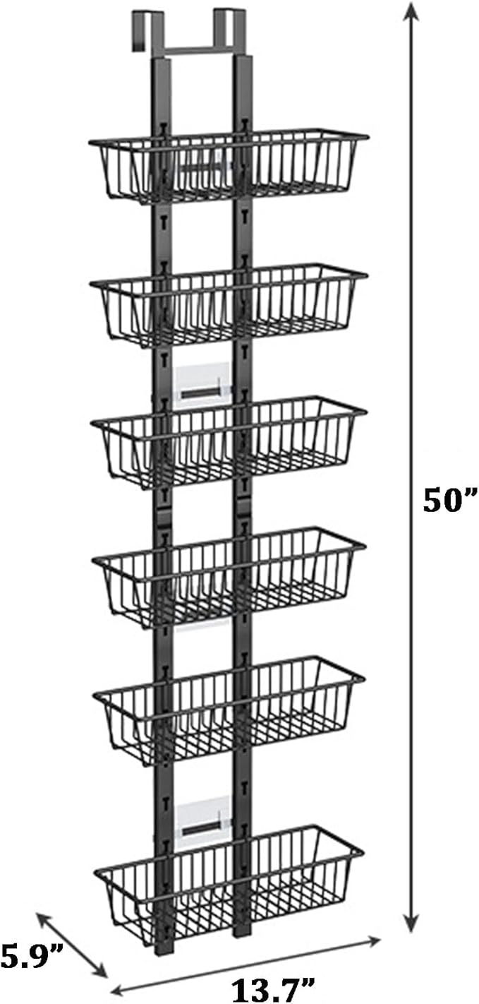 Foldable Over The Door Pantry Organizer,Duty Metal Pantry Door Organizer,Door Organizer And Storage For Kitchen Pantry Door Cabinet,5/6-tier Pantry Organizers And Storage For Kitchen,Home,laundry