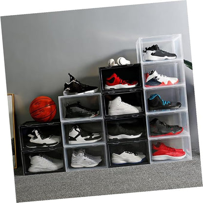 MAGICLULU Shoe Box with Magnetic Closure, Stackable Dustproof Shoe Storage Container, Plastic Organizer for Sneakers and Closet Storage