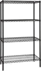 Quantum Storage Systems WR74-2130BK Wire Shelving Starter Kit, 30" W x 21" D x 74" H, 600 lbs Capacity, Carbon Steel, Epoxy Coated, Black, NSF