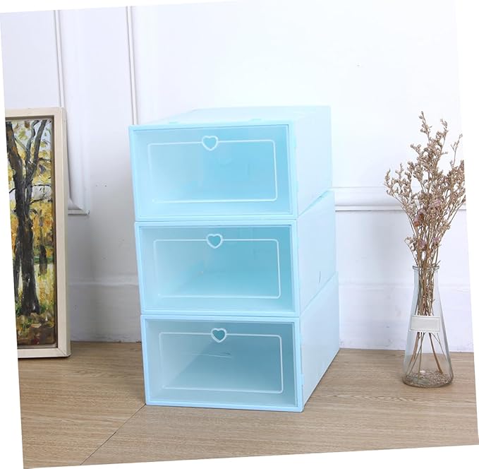 KOMBIUDA 6pcs Plastic Shoe Storage Boxes Organizer Simple Design for Easy Access