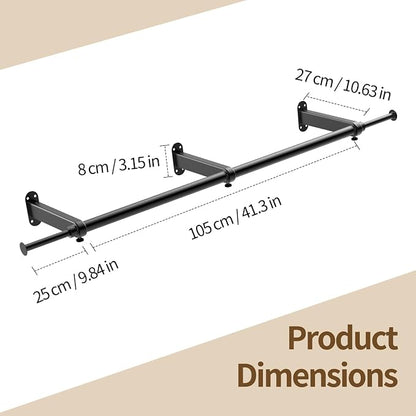 Luxspire Wall Mounted Clothes Rack, Industrial Pipe Clothing Rack, 41" Heavy Duty Extendable Iron Garment Bar, Multi-Purpose Hanging Rods for Clothes Bedroom, Laundry Room, Closet 2 Pack, Black