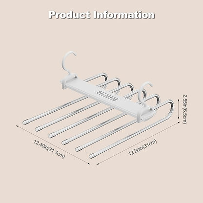 Ergocar Pants Hanger, Saving Space -Saving Metal Wardrobe Storage, Clothes Pants and Hanger, Multi -Function Scarf Storage and Storage Pants Jeans, 12.4*12.2, Milk White (Brown Hook)