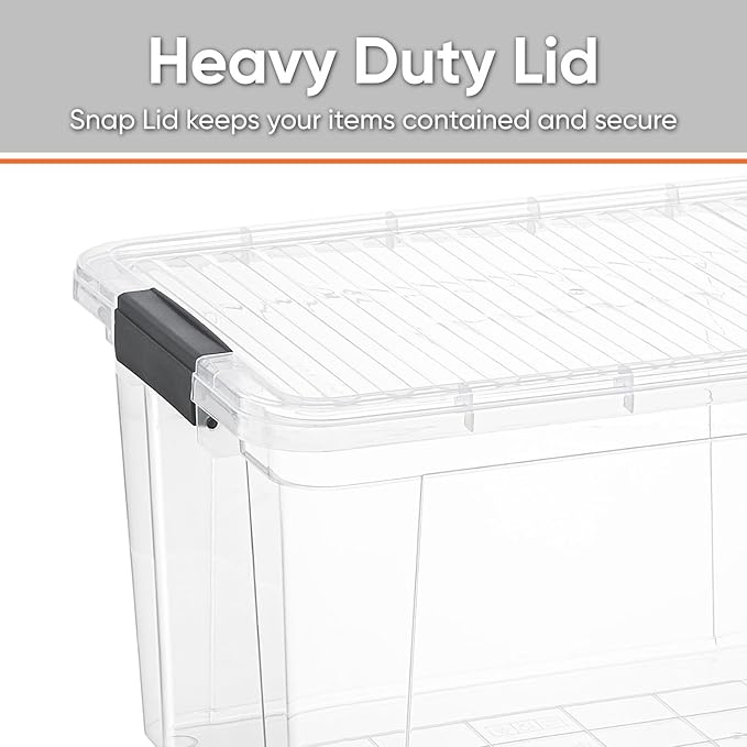 Superio Deep Storage Organizer Bin with Lid X-Deep Small Clear Storage Box with Latch for Home, Kitchen, Garage- Store, Food, Supplies, and Hair Accessories (4.75 Quart)