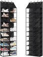 1 Pack Clear Dustproof Door Shoe Storage Organizer,Double Row 10 Tier PVC Hanging Shoe Holder,Space Saver - Holds 20 Pairs
