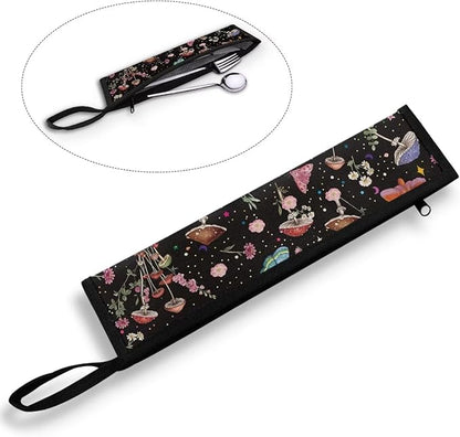 Mushroom Portable Flatware Bag Travel Tableware Storage Bag, Travel Case Travel Tableware Storage Bag, Utensil Case Lunch Bag Flatware Bag 11.8 Inch Camping Organizer