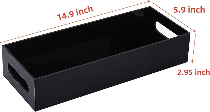 IEEK Toilet Paper Holder with Storage Acrylic Basket, Modern Tank Tray with Non-Slip Mat, Black Decor for Bathroom, Vanity, Bedroom, Entryway, Living Room