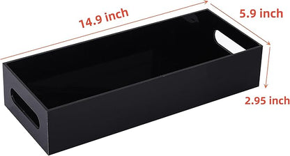 IEEK Toilet Paper Holder with Storage Acrylic Basket, Modern Tank Tray with Non-Slip Mat, Black Decor for Bathroom, Vanity, Bedroom, Entryway, Living Room