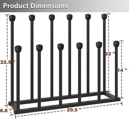 22.5 Inches Free Standing Shoe Racks, Tall Black Metal Boot Rack Organizer for 6 Pairs, Knee-High Boot Storage Shelf for Closet, Bedroom, Entryway, Hallway, Black