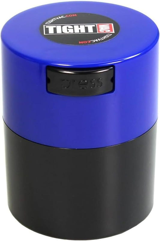 Tightvac - Premium Airtight Herb Storage Container - Holds ½ oz to 3 ounces - Keep Your Herbs and Dry Goods Fresh and Flavorful. Black Blue