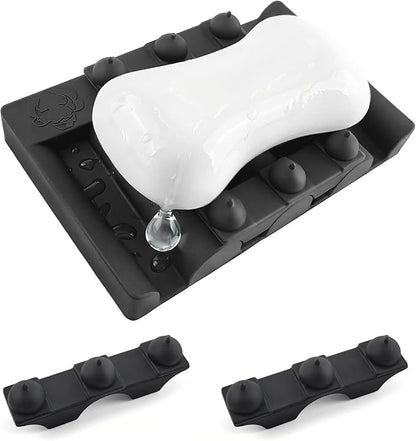 Silicone Soap Dish,Self Draining Soap Holder Perfect for Shower,Bathroom Sink,Kitchen Sink & Travel,Non-Slip Bar Soap Holder Extend Soap Life,Keep Soap Bars Dry & Easy Cleaning NBlack-1Pcs