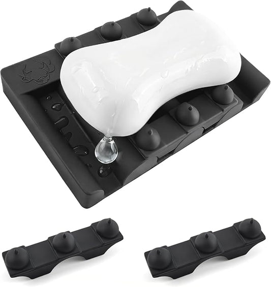 Silicone Soap Dish,Self Draining Soap Holder Perfect for Shower,Bathroom Sink,Kitchen Sink & Travel,Non-Slip Bar Soap Holder Extend Soap Life,Keep Soap Bars Dry & Easy Cleaning NBlack-1Pcs