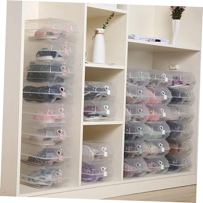 SOLUSTRE 2pcs Thicken Plastic Shoe Storage Box Decorative Box Stackable for Men Women Style