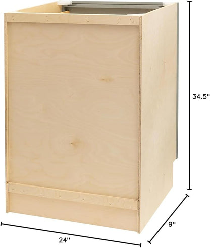 Quicklock RTA (Ready-to-Assemble) | Base Kitchen Cabinets - Shaker Style | Made in America (Magnetic Gray, 24" W x 34.5" H x 24" D 3 Drawer Pots and Pans)
