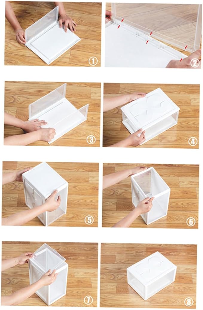 Luxshiny Plastic Basketball Shoe Box 36X26X20Cm White, Stackable Shoes Storage Container for Home Closet Organization