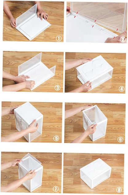 Luxshiny Plastic Basketball Shoe Box 36X26X20Cm White, Stackable Shoes Storage Container for Home Closet Organization