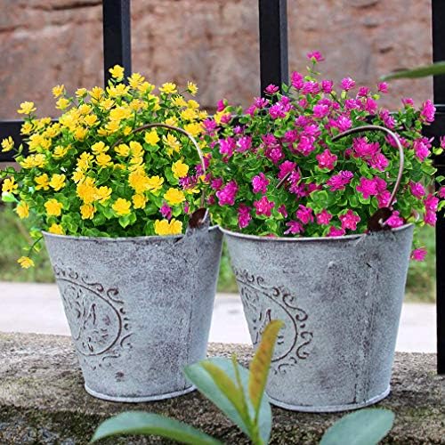 12 Bundles Outdoor Artificial Flowers UV Resistant Fake Boxwood Plants, Faux Greenery for Indoor Outside Hanging Plants Garden Porch Window Box Home Wedding Farmhouse Décor (Magenta) - Image 2