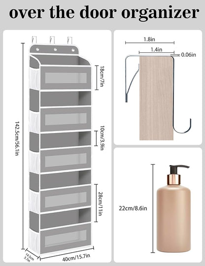 KYEVIS Over The Door Organizer, 5 Shelves Closet Door Hanging Organizer with 10 Mesh Pockets, Nursery Closet Organizer, Baby Essentials, Dorm Room Essentials for Girls